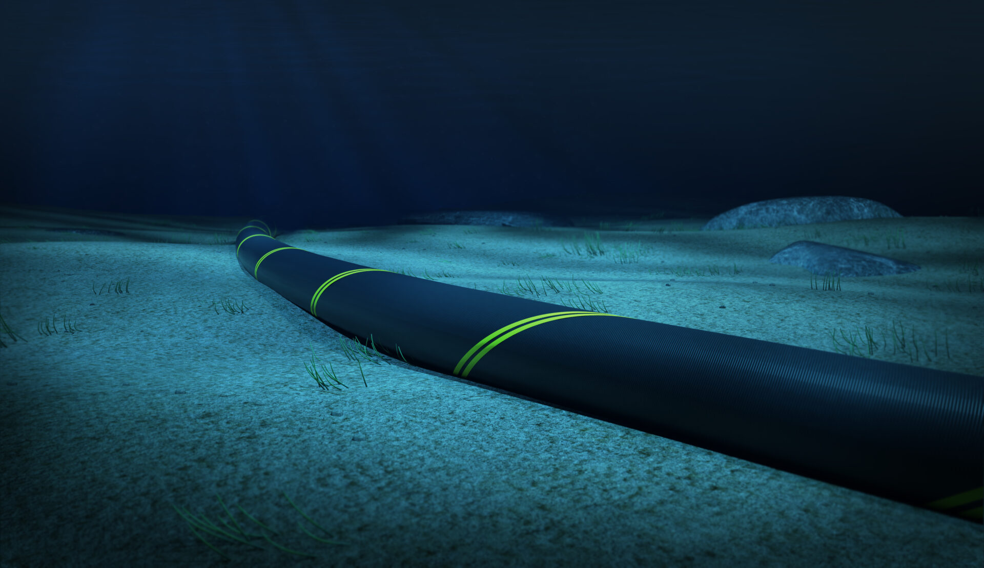 3d,Rendering,Of,A,Subsea,Cable,On,The,Seabed